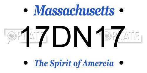 17DN17 Massachusetts License Plate