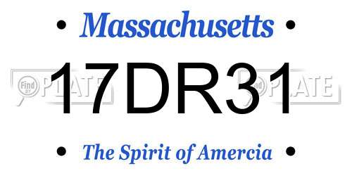 17DR31 Massachusetts License Plate
