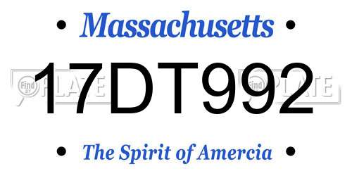 17DT992 Massachusetts License Plate