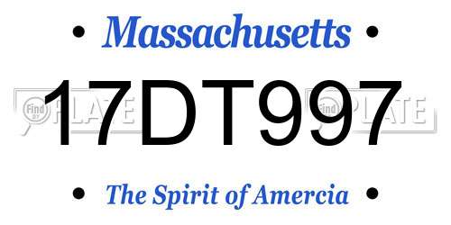 17DT997 Massachusetts License Plate