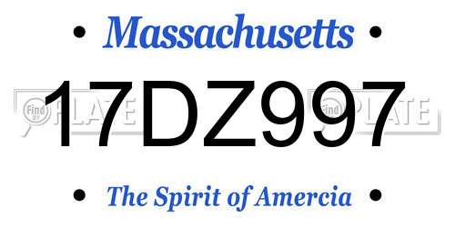 17DZ997 Massachusetts License Plate