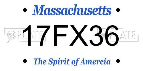 17FX36 Massachusetts License Plate