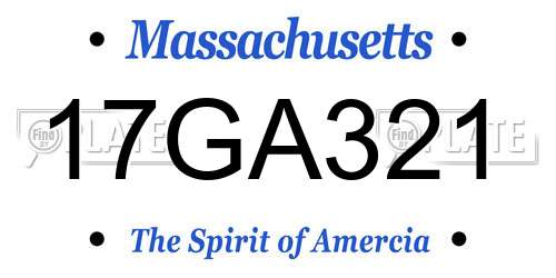 17GA321 Massachusetts License Plate