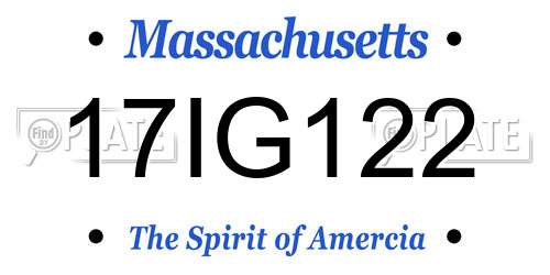 17IG122 Massachusetts License Plate