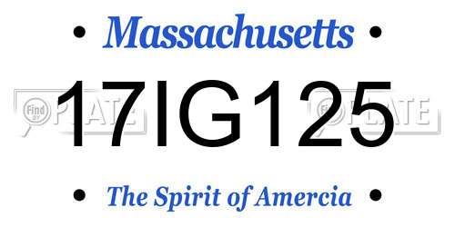 17IG125 Massachusetts License Plate