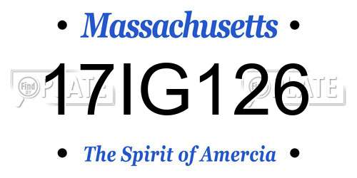 17IG126 Massachusetts License Plate