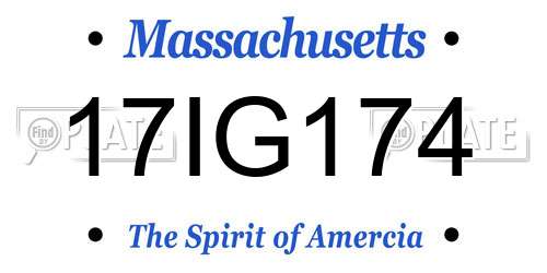 17IG174 Massachusetts License Plate