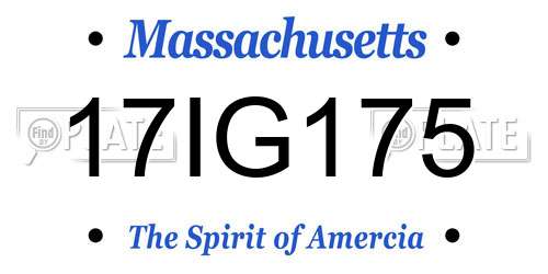 17IG175 Massachusetts License Plate