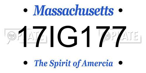 17IG177 Massachusetts License Plate