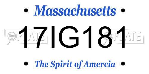 17IG181 Massachusetts License Plate