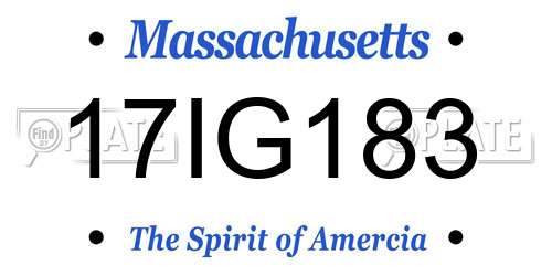 17IG183 Massachusetts License Plate