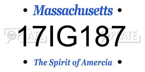 17IG187 Massachusetts License Plate