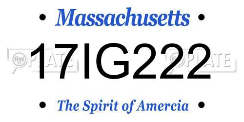17IG222 Massachusetts License Plate