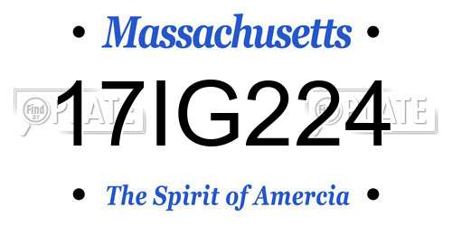 17IG224 Massachusetts License Plate