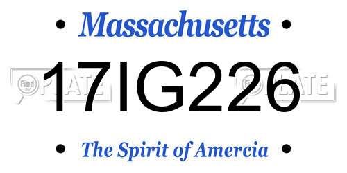 17IG226 Massachusetts License Plate