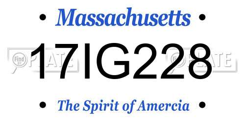 17IG228 Massachusetts License Plate