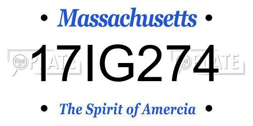 17IG274 Massachusetts License Plate