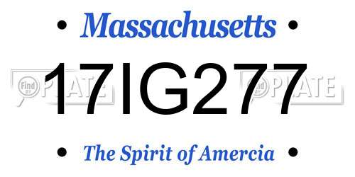 17IG277 Massachusetts License Plate