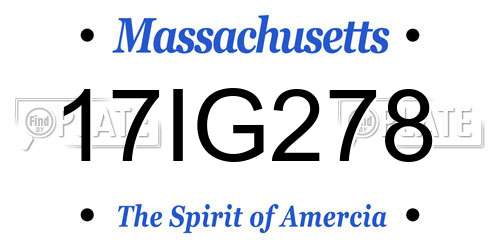 17IG278 Massachusetts License Plate