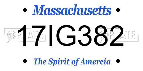 17IG382 Massachusetts License Plate