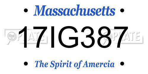 17IG387 Massachusetts License Plate