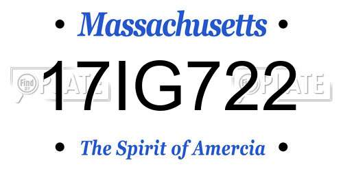 17IG722 Massachusetts License Plate