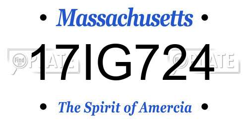 17IG724 Massachusetts License Plate