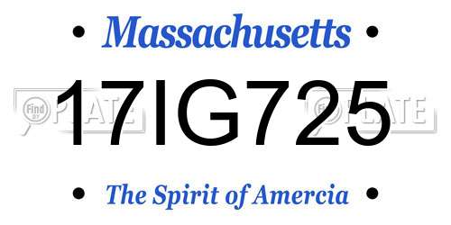 17IG725 Massachusetts License Plate