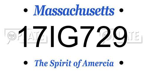 17IG729 Massachusetts License Plate
