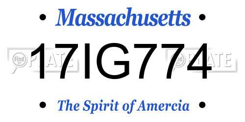 17IG774 Massachusetts License Plate