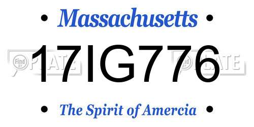17IG776 Massachusetts License Plate
