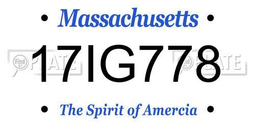 17IG778 Massachusetts License Plate