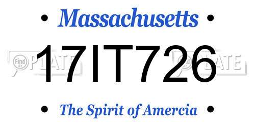 17IT726 Massachusetts License Plate