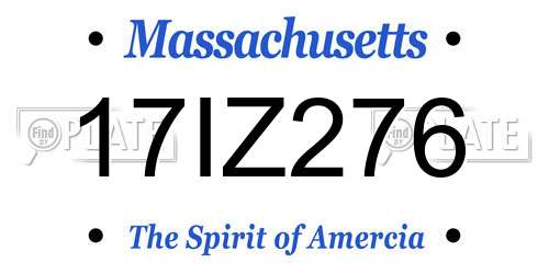 17IZ276 Massachusetts License Plate