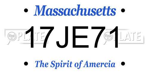 17JE71 Massachusetts License Plate
