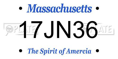17JN36 Massachusetts License Plate