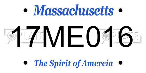 17ME016 Massachusetts License Plate