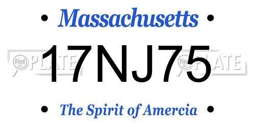 17NJ75 Massachusetts License Plate