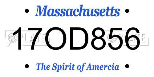 17OD856 Massachusetts License Plate