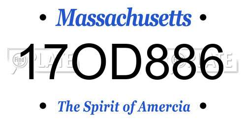 17OD886 Massachusetts License Plate