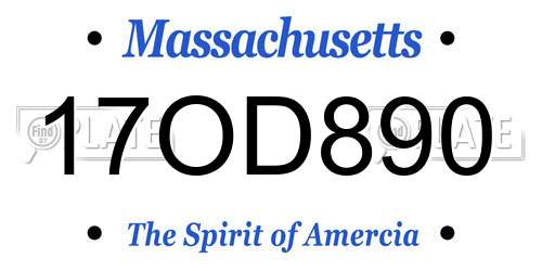 17OD890 Massachusetts License Plate
