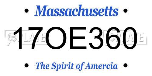 17OE360 Massachusetts License Plate