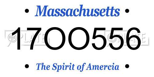 17OO556 Massachusetts License Plate