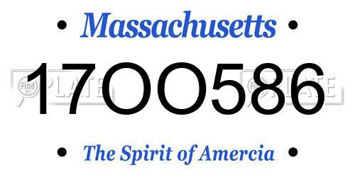 17OO586 Massachusetts License Plate