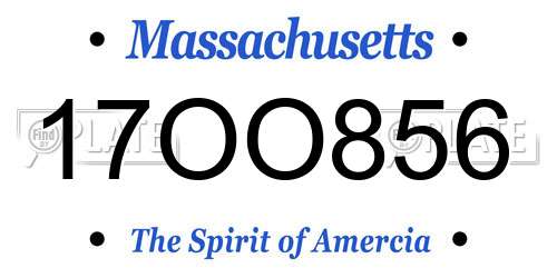 17OO856 Massachusetts License Plate