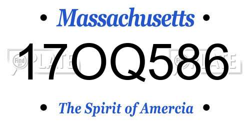 17OQ586 Massachusetts License Plate