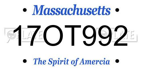 17OT992 Massachusetts License Plate