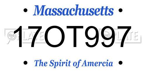 17OT997 Massachusetts License Plate