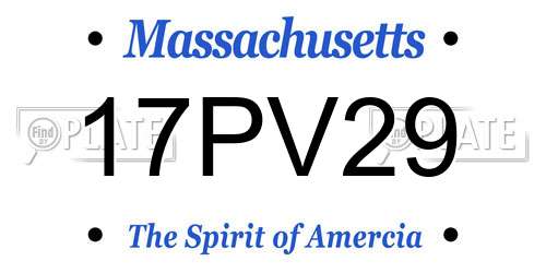 17PV29 Massachusetts License Plate