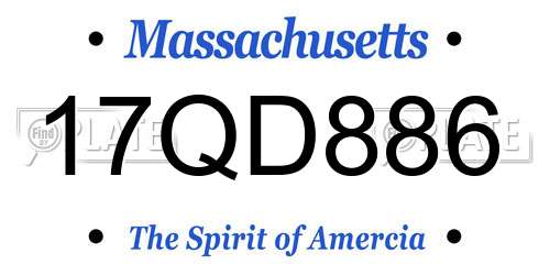 17QD886 Massachusetts License Plate